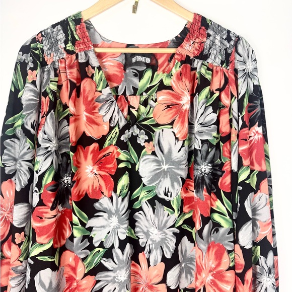 Reformation Floral High Low Midi Caftan Dress Size Small Flowy Lightweight - Picture 3 of 9